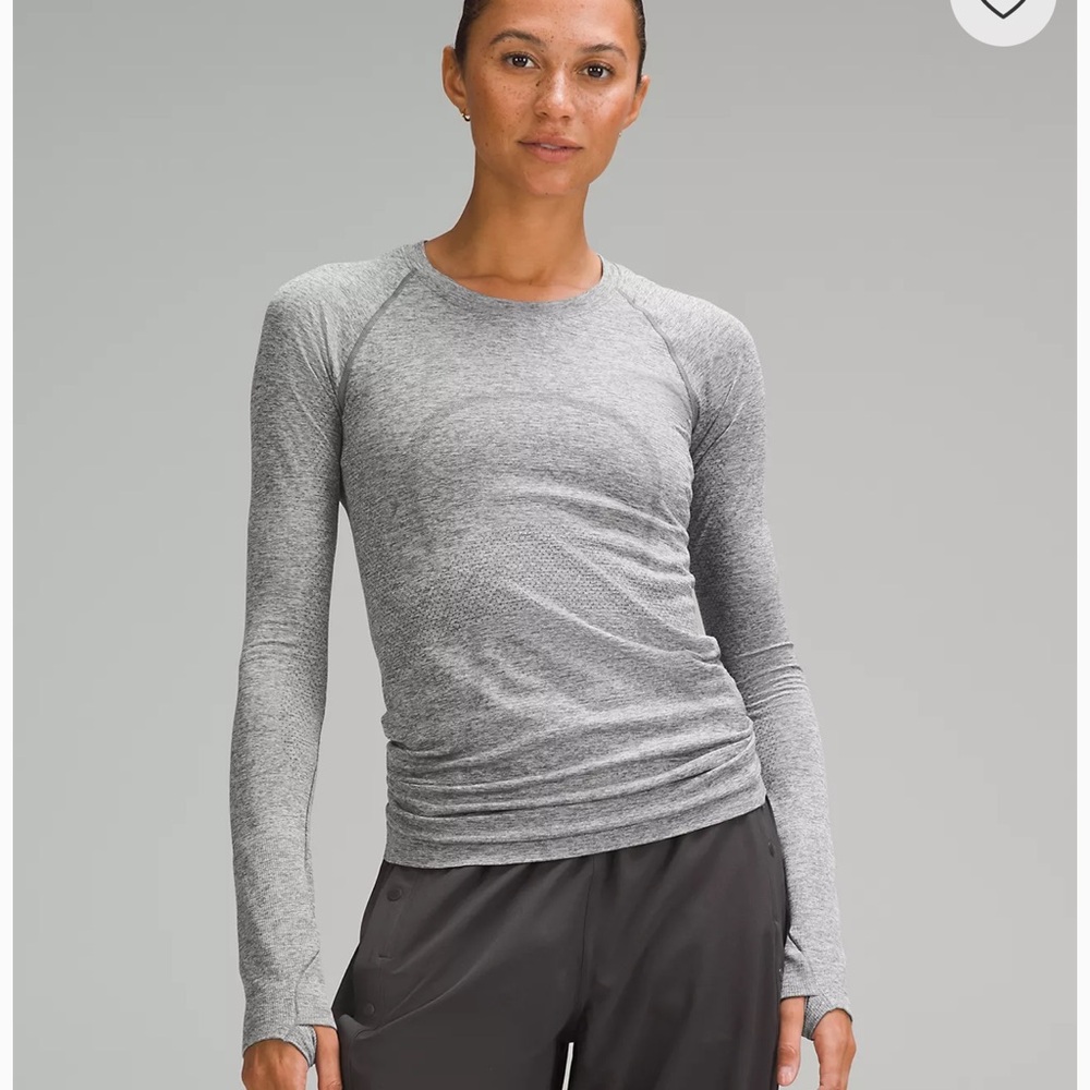 lululemon athletica Heather Gray Long Sleeve Seamless Top